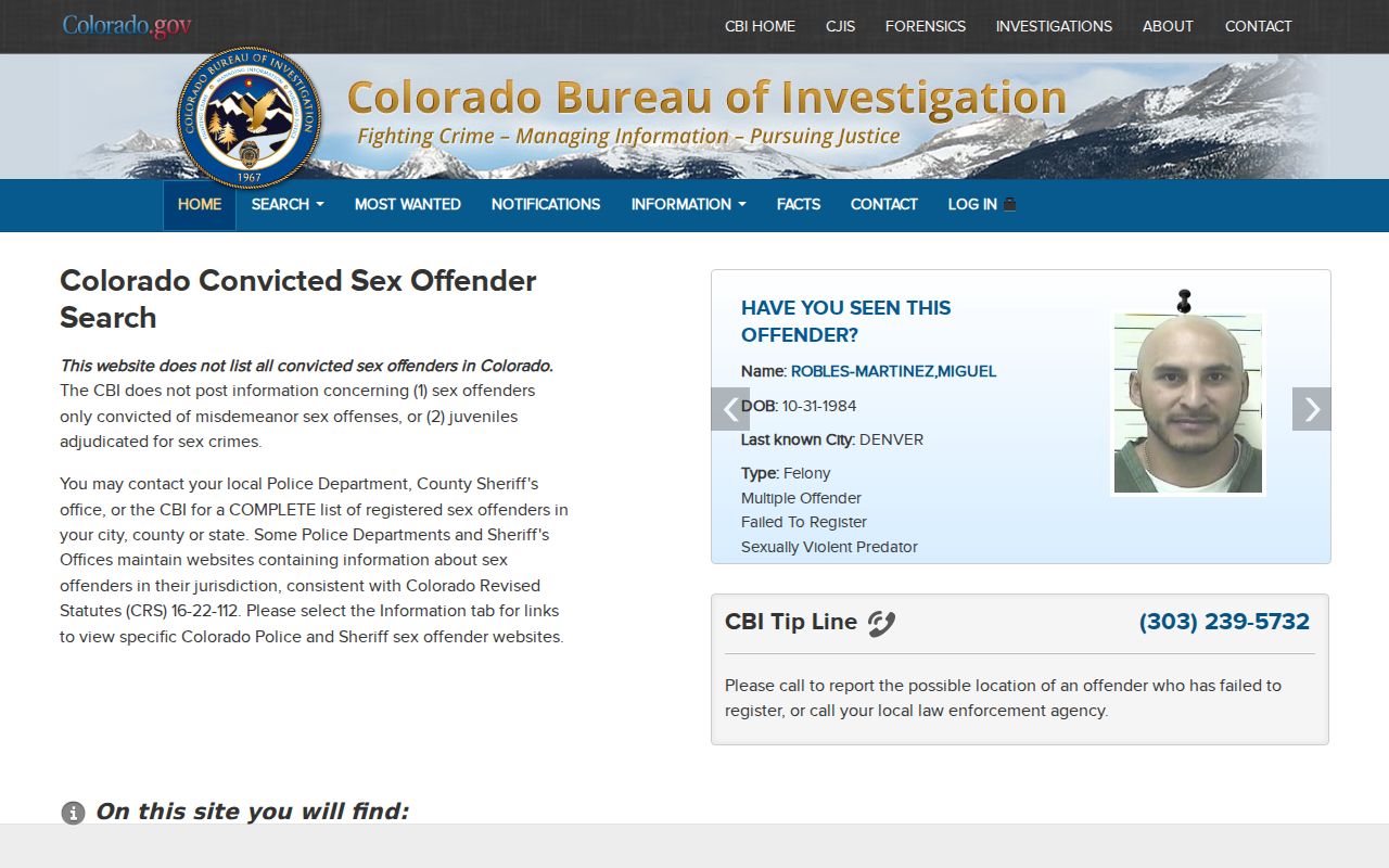 Broomfield County criminal court records Colorado sex offender registry
