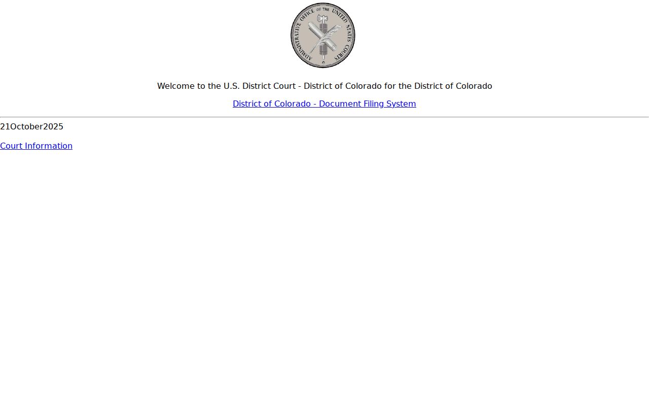 District of Colorado CM ECF login page