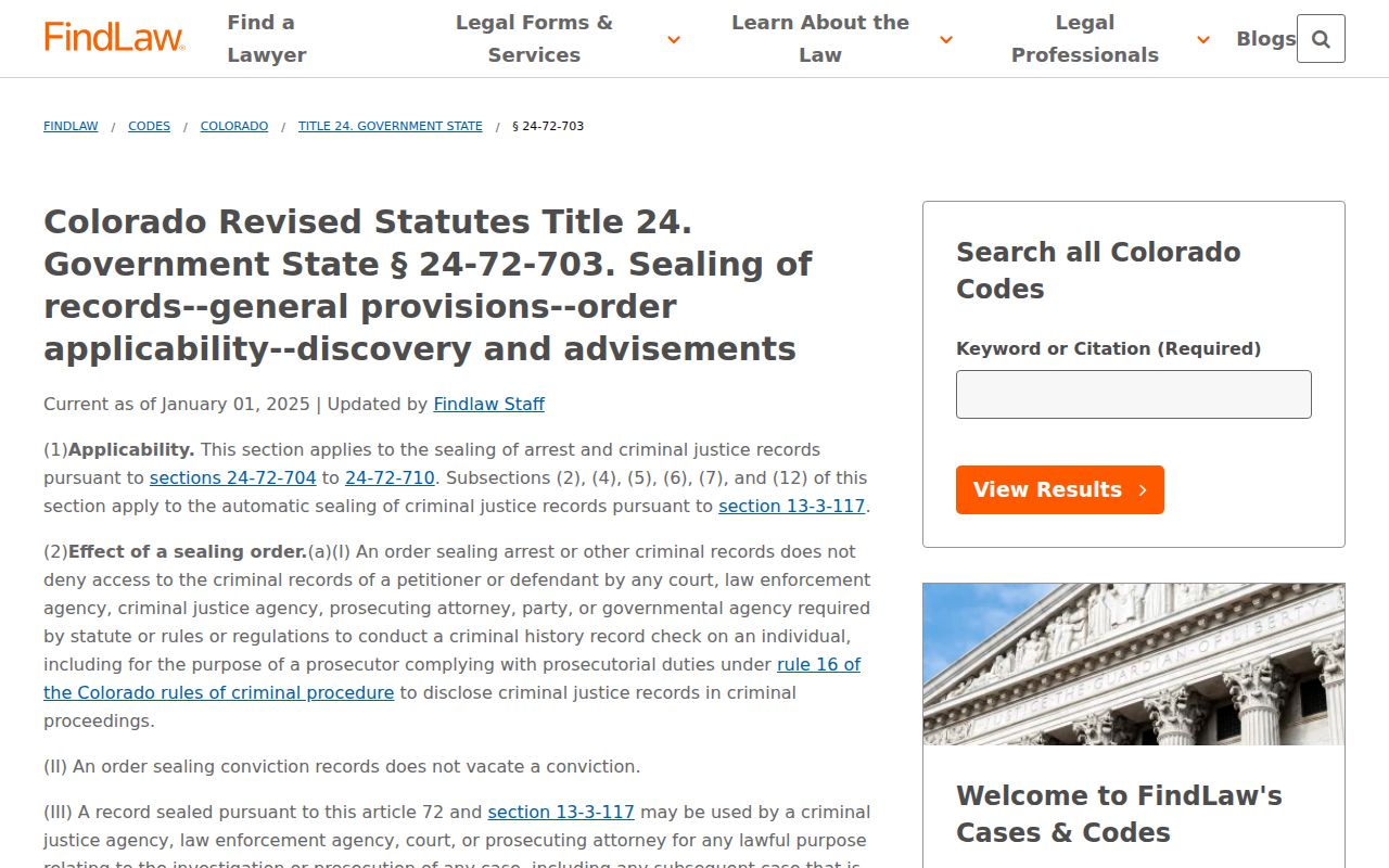 Broomfield County probate records Colorado sealing statute reference