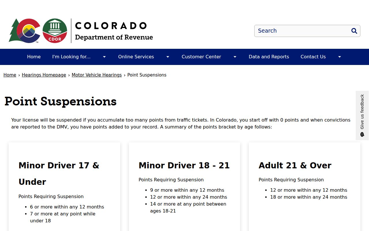 Broomfield County traffic court records Colorado point suspension information
